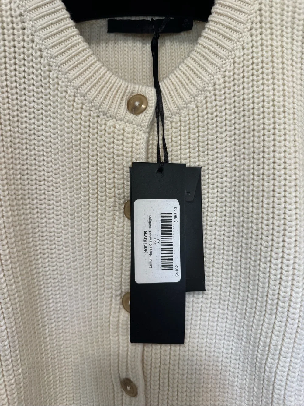 Jenni Kayne, Cotton Hayes Crewneck Cardigan, Ivory, Size XS, NWT - Picture 7 of 8